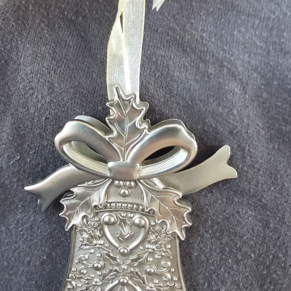 Hallmark Keepsake 2015 Dated Silver Bell Christmas Ornament with Holly and Bow